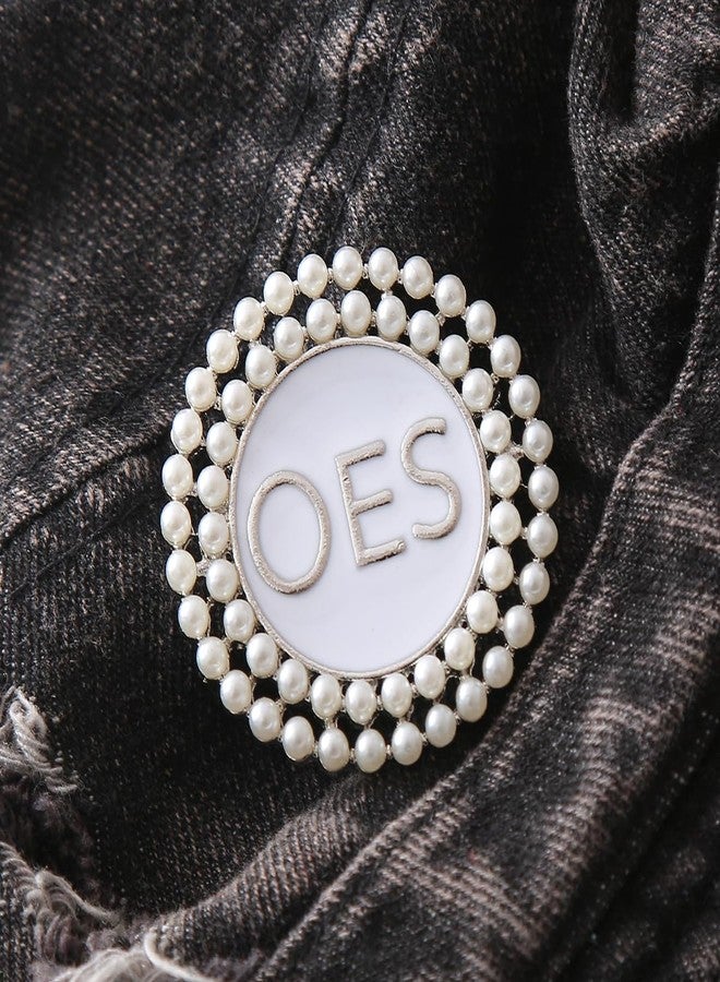 HUSURU OES Pearl Brooch Order Of The Eastern Star Sorority Letters Social Club Jewelry Gifts For Women - Image 3